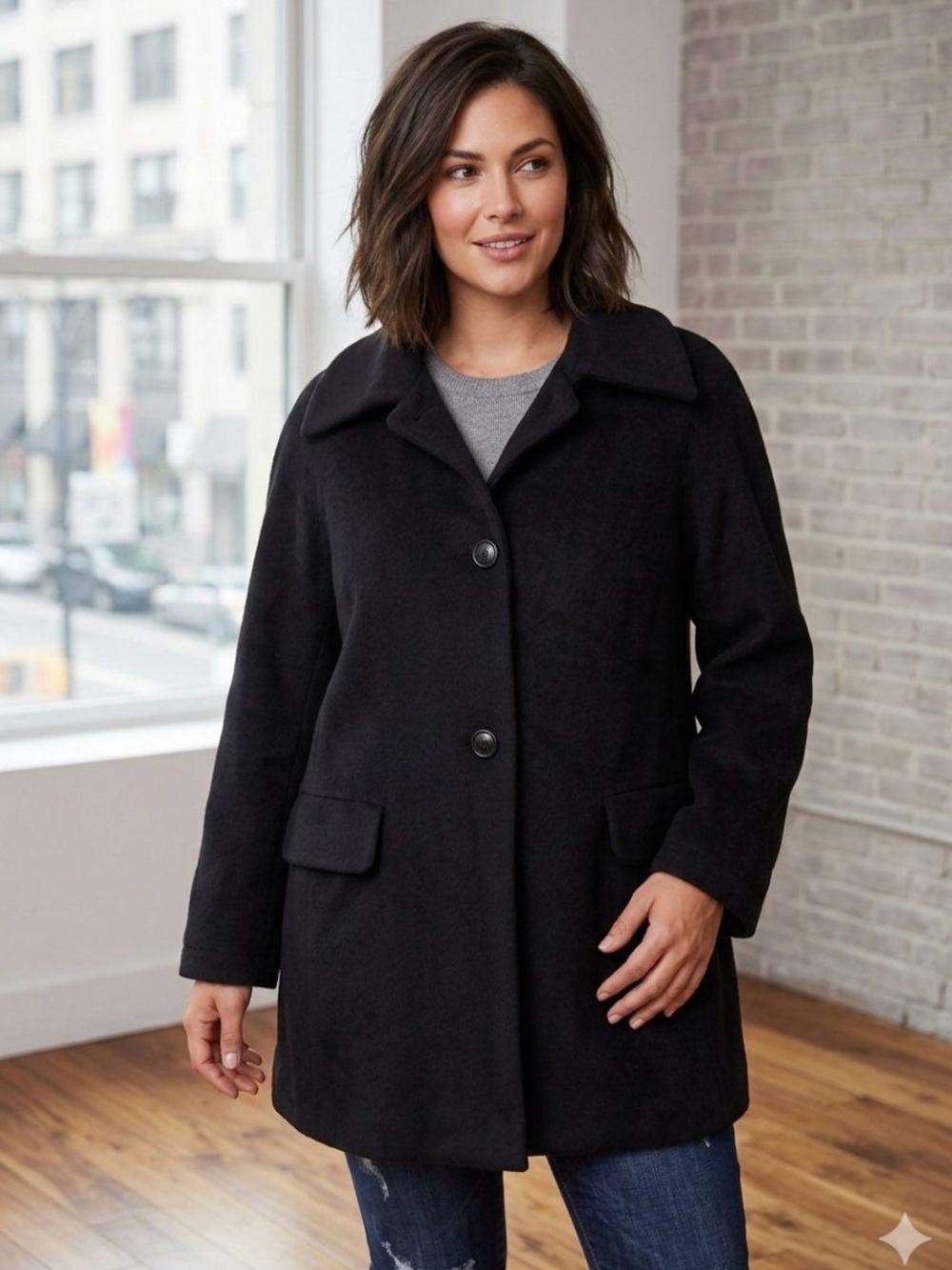 MaxMara Size 2 Wool Cashmere Minimalist Classic Black Coat Jacket LKNW